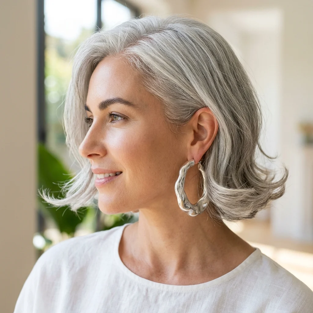 4. Statement Hoops with a Flipped Bob (ACCESSORIES)