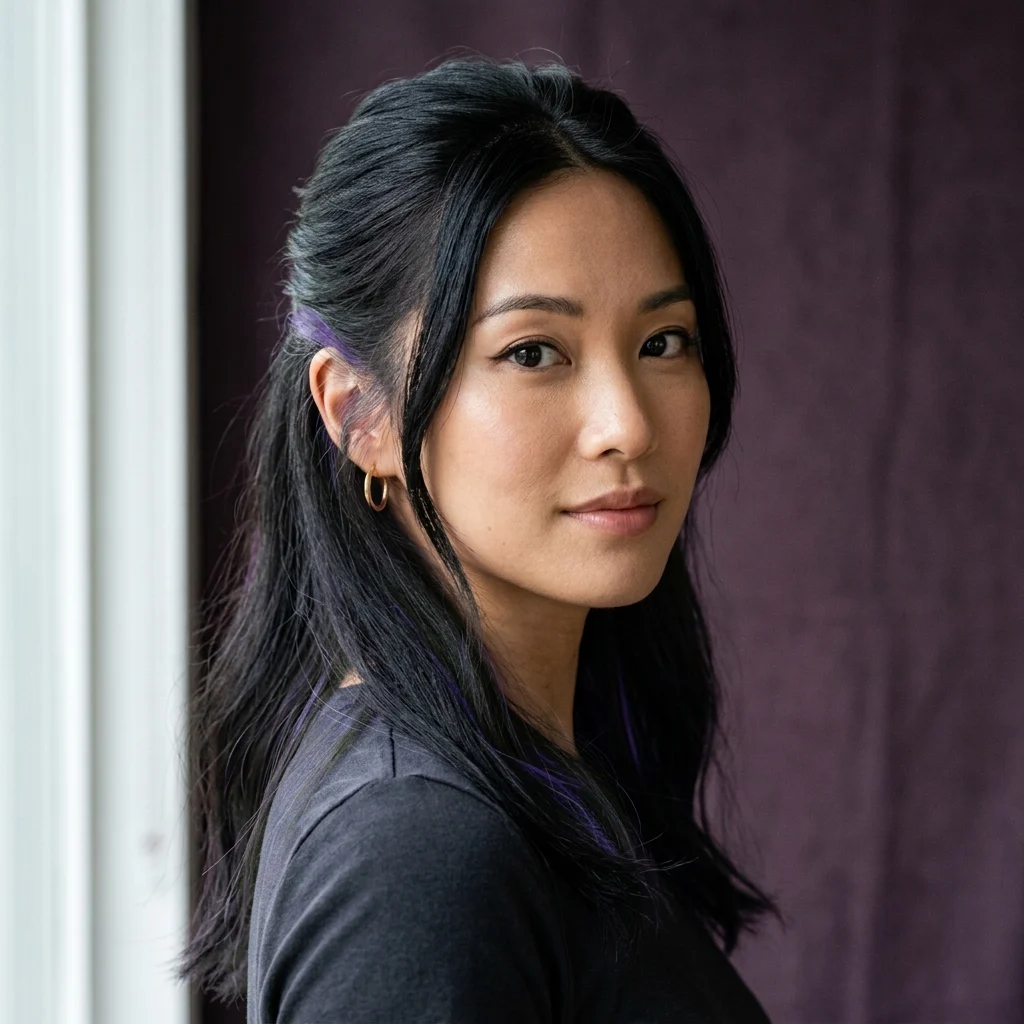 5. Purple Peekaboo Underlights on Black Hair