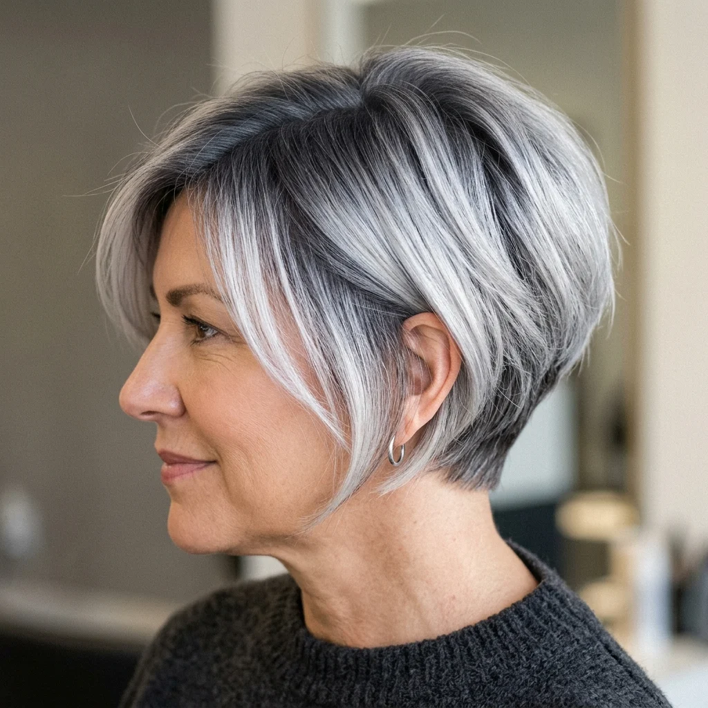5. Smoky Charcoal Roots into Silver Lengths (COLOR)