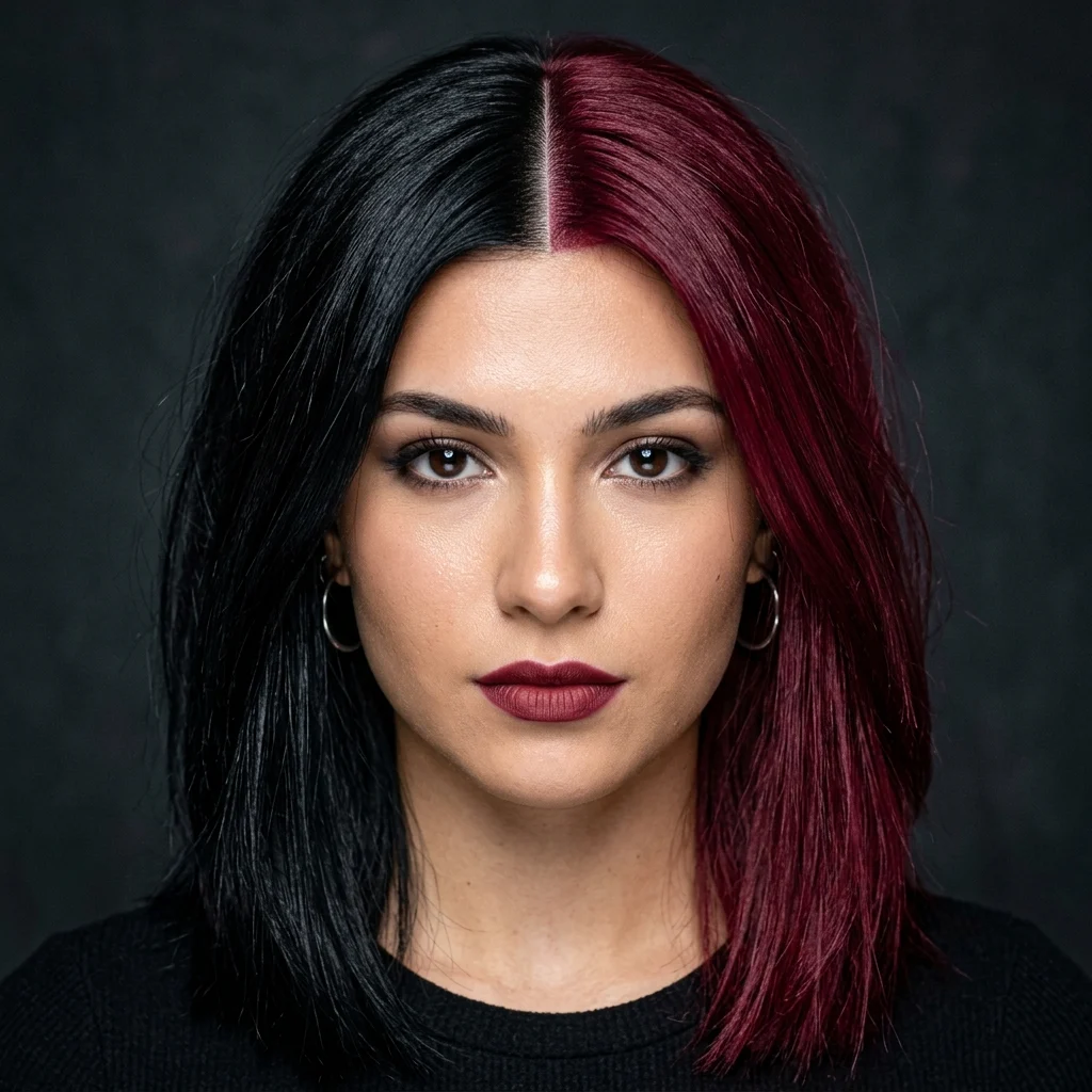 5. Vertical Split Dye in Two Contrasting Colors