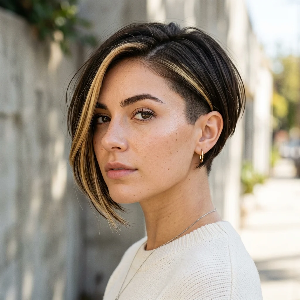 6. Asymmetrical Pixie Bob with Money Piece