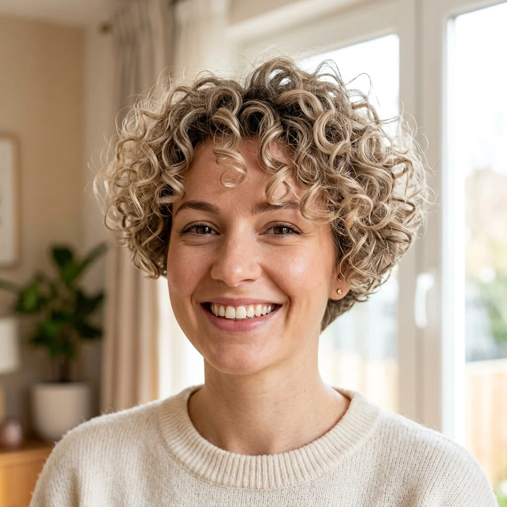 6. Curly Ash Blonde Bixie