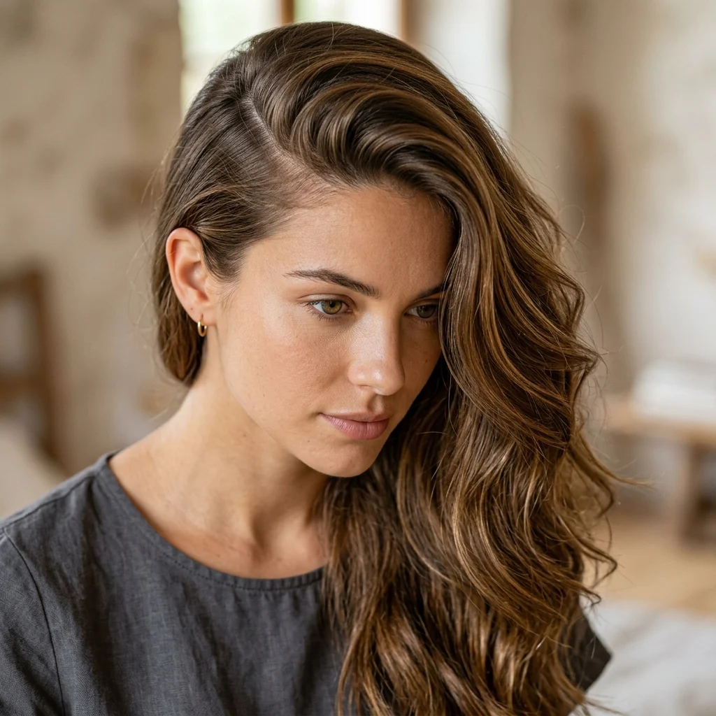 6. Deep Side Part to Elongate the Face