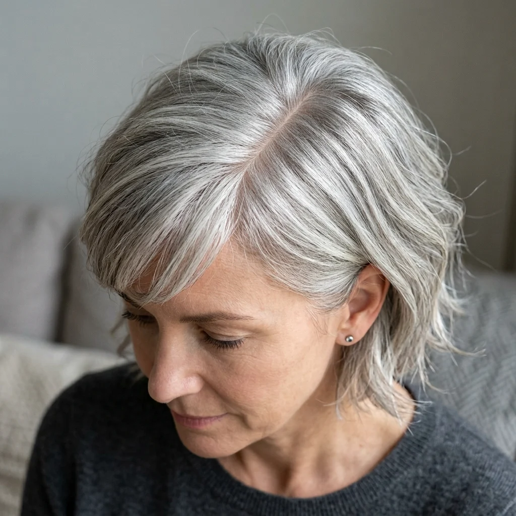 6. Defined Side Part Crop Bangs