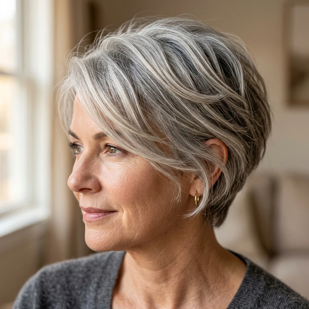 6. Silver Balayage on Natural Gray Base