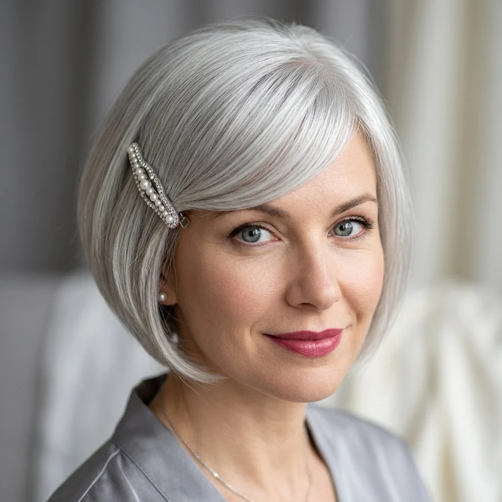 6. Silver Barrette Side Sweep (ACCESSORY)