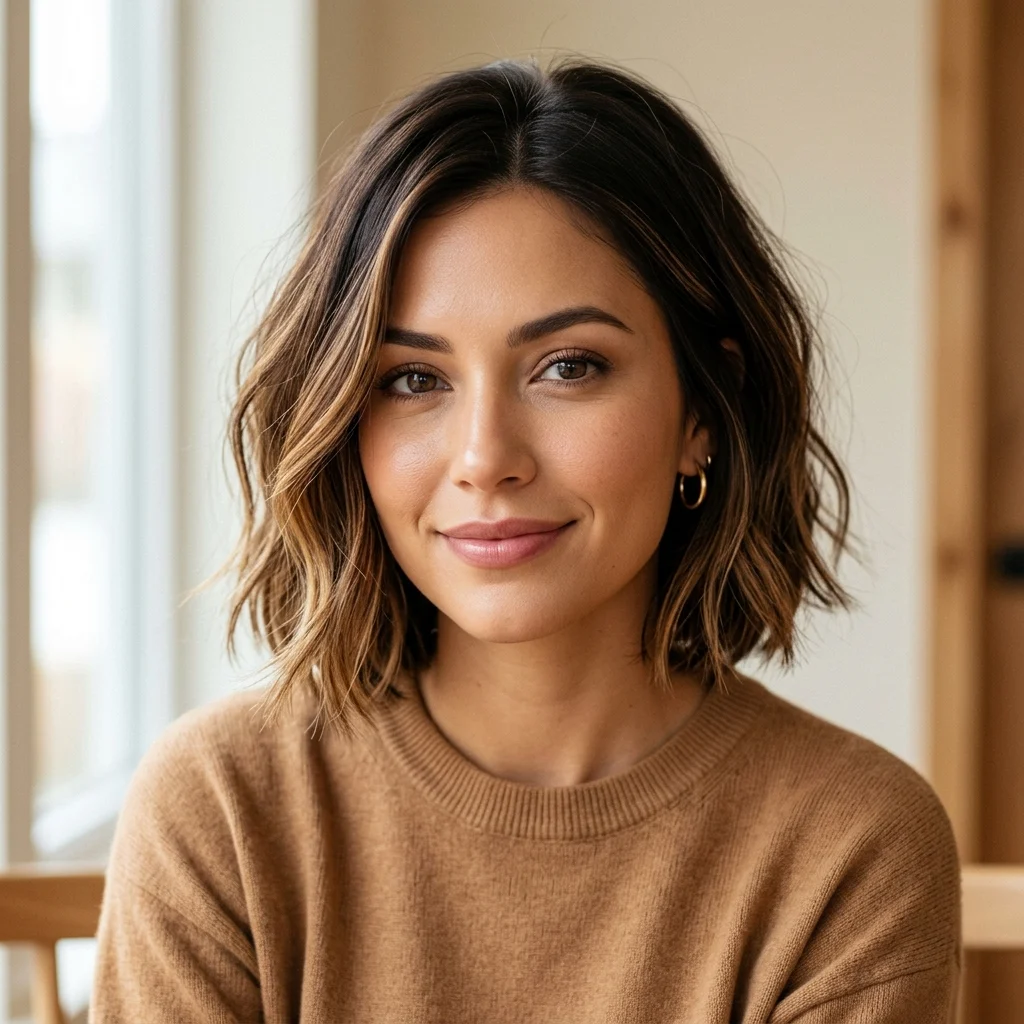6. Warm Espresso with Caramel Balayage