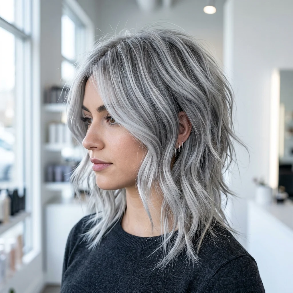7. All-Over Silver Balayage