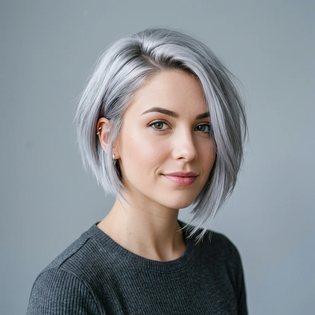 7. Asymmetrical French Bob for Softer Angles (FACE SHAPE)