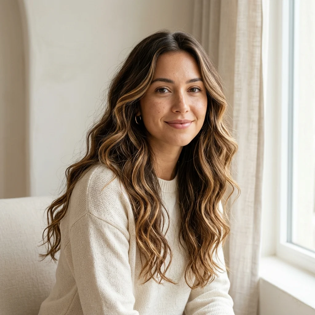 7. Caramel Highlights on Loose Waves (CURL PATTERN PAIRING)