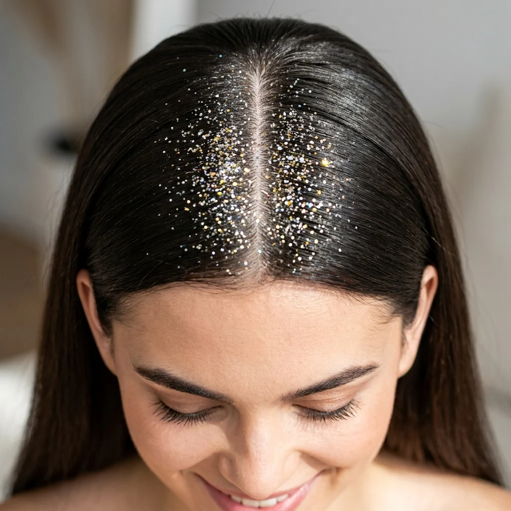 7. Glitter-Root Sparkle Center Part