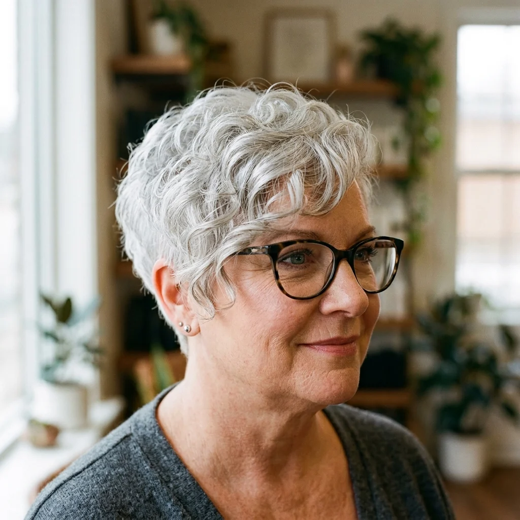 7. Side-Swept Fringe for Round Faces with Glasses (FACE-SHAPE)