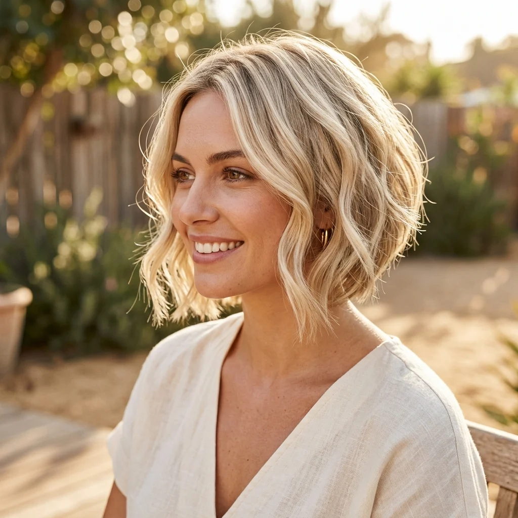 7. Textured Beach Waves Pearl Blonde