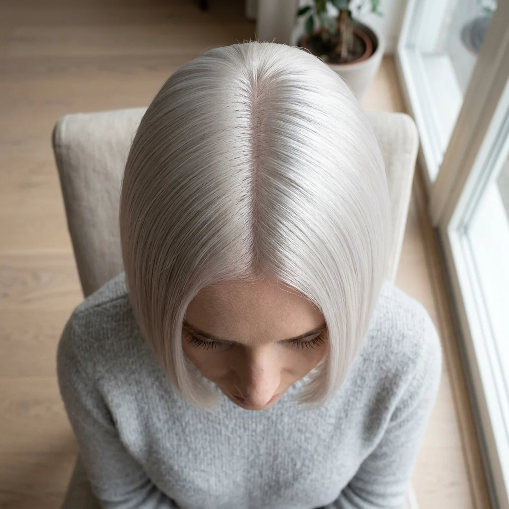 8. Center Part Sleek Styling