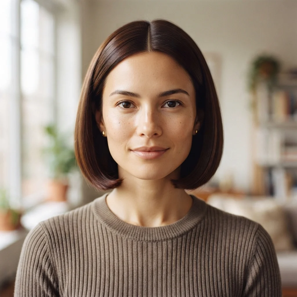 8. Center Part Symmetry for Oval Face Shapes