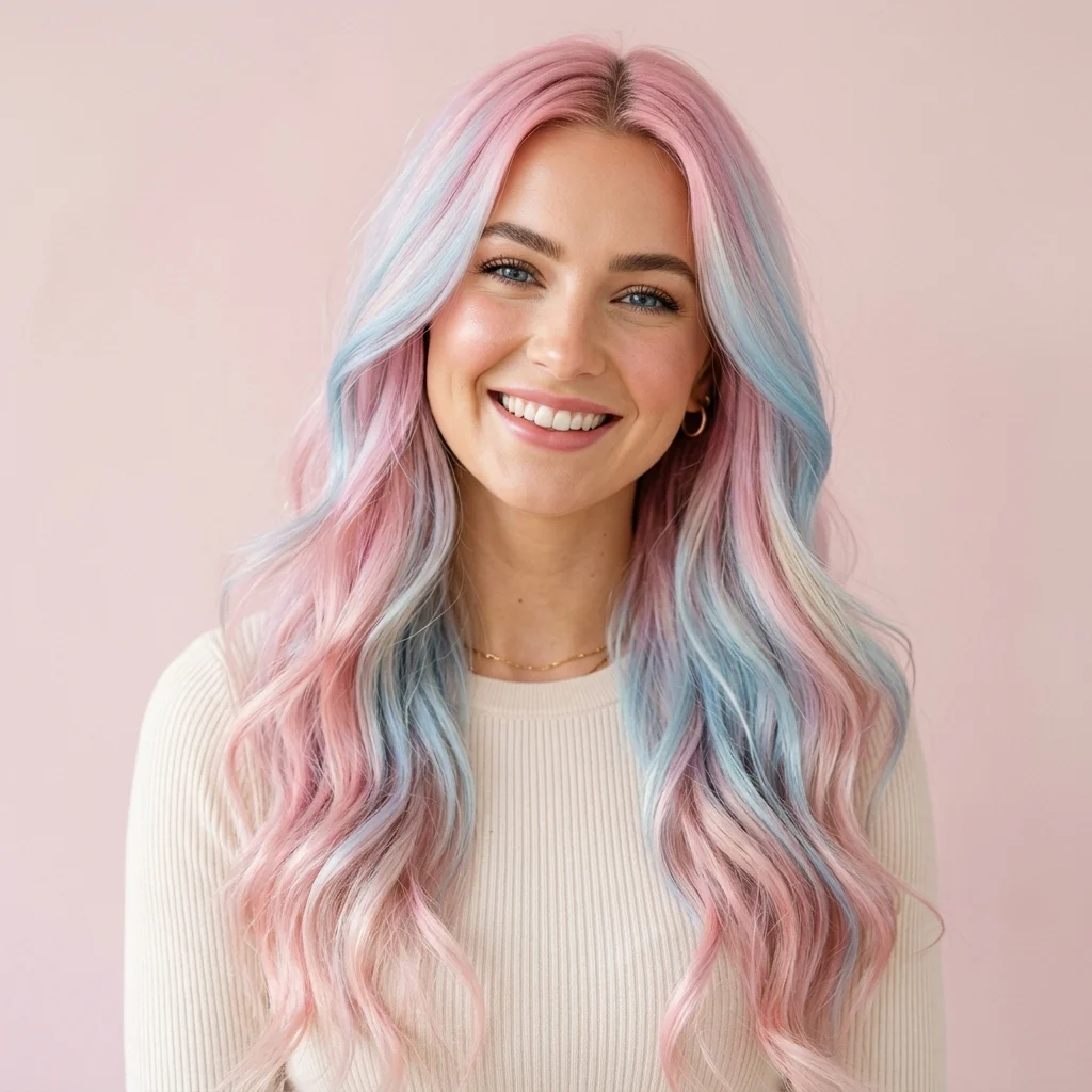 8. Cotton Candy Pink and Baby Blue Blend