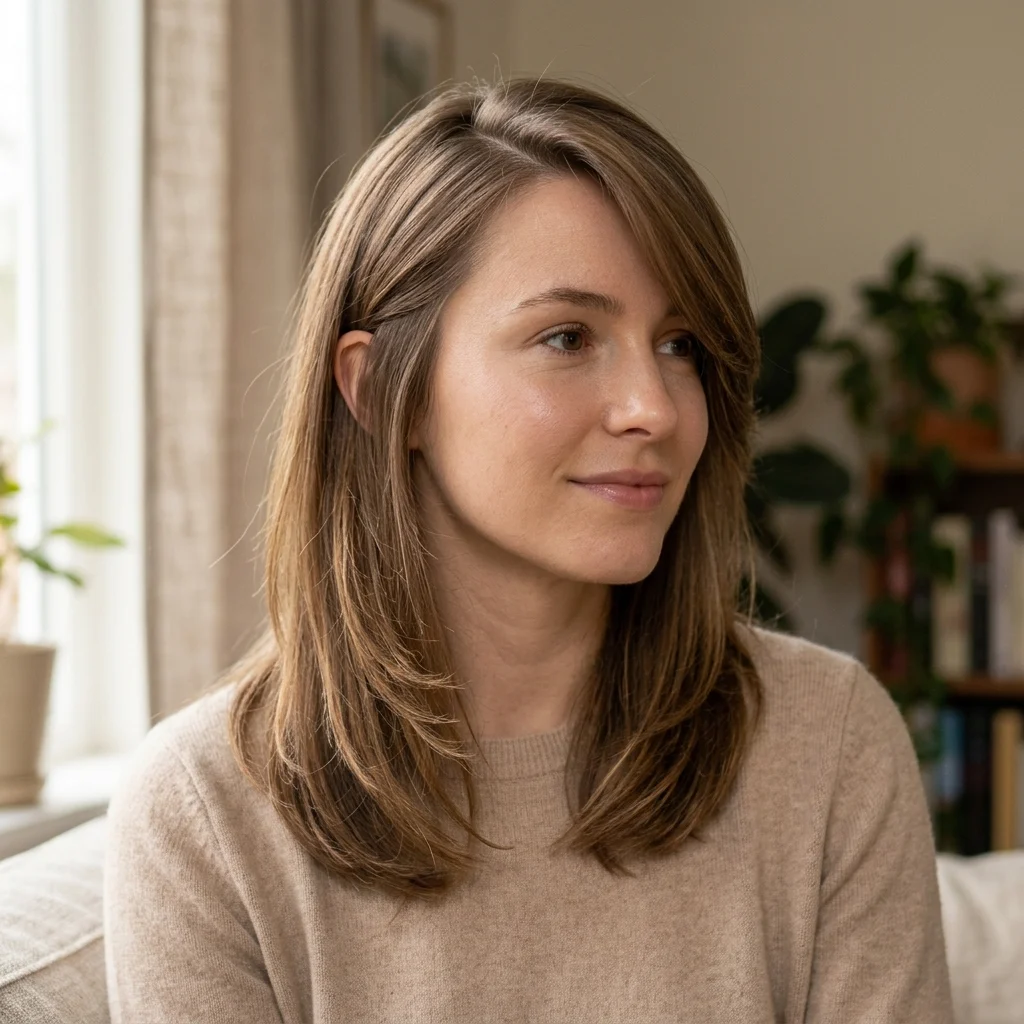 8. Face-Framing Balayage Around Bangs