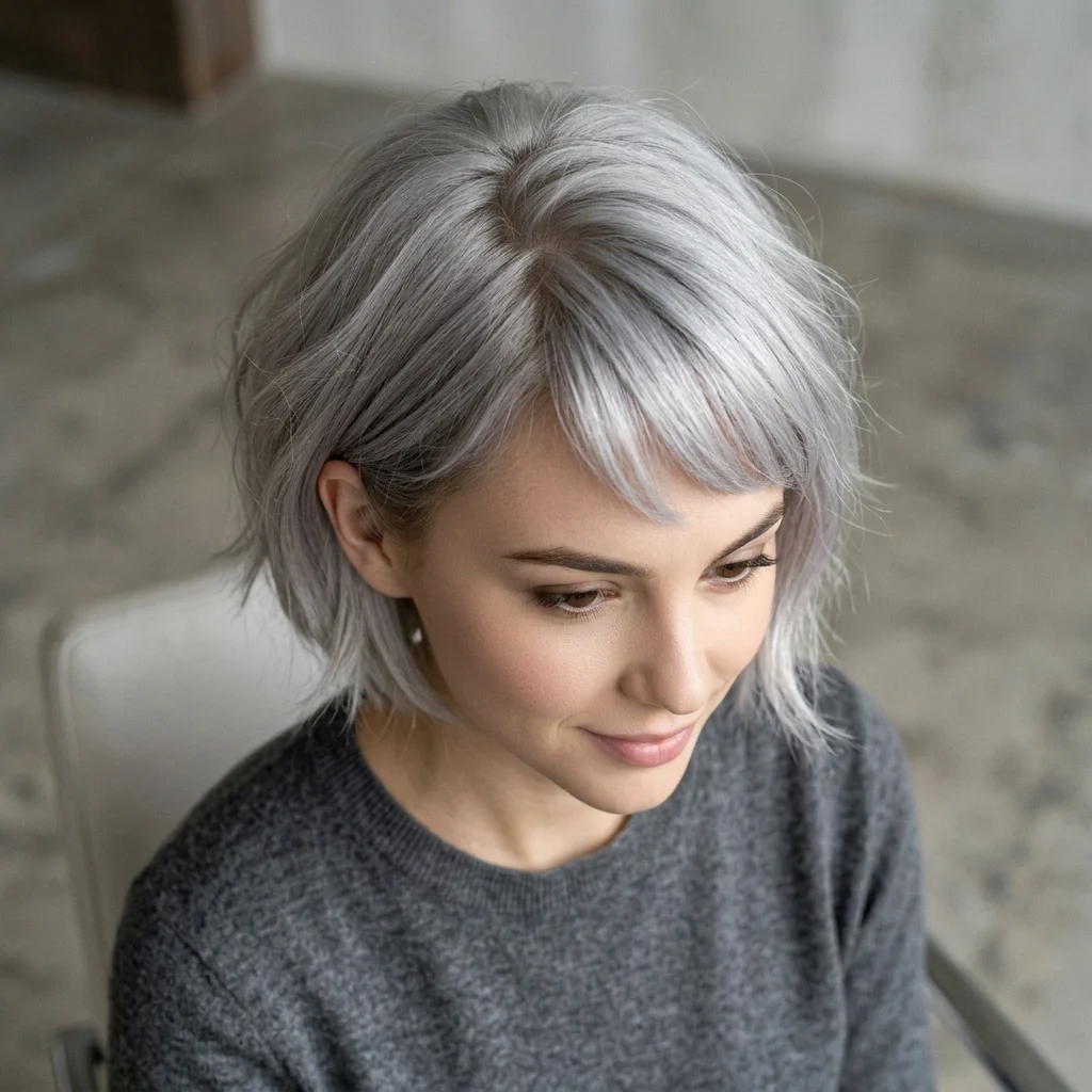 8. Side Swept Micro Bangs Styling