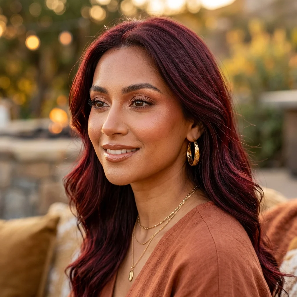 8. Warm Gold Jewelry and Makeup Pairing