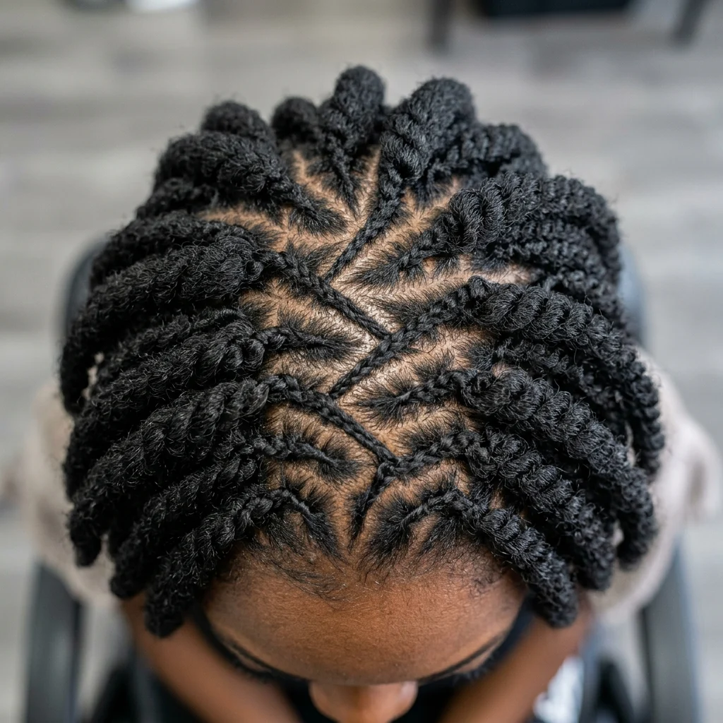 8. Zigzag Cornrow Base for a Defined Part