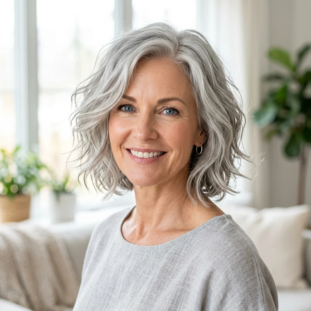 9. Air-Dry Friendly Silver Bob (LOW-MAINTENANCE)