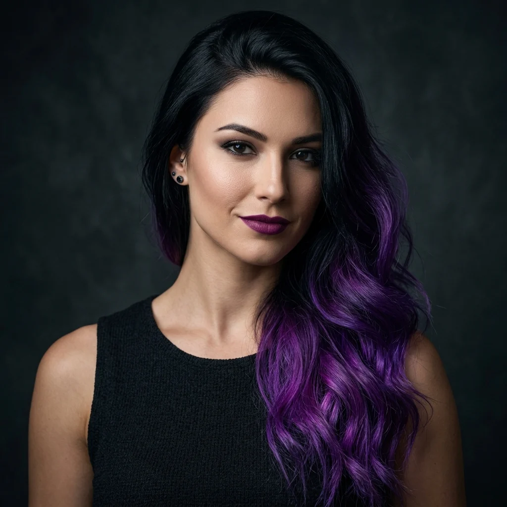9. Black-to-Purple Dip Dye Ombre