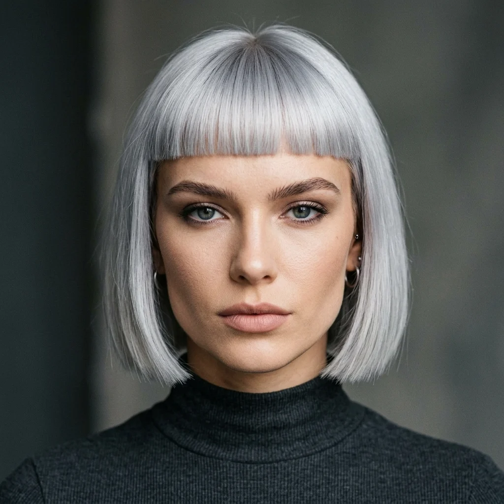 9. French Bob with a Blunt Micro Fringe (STRUCTURE)