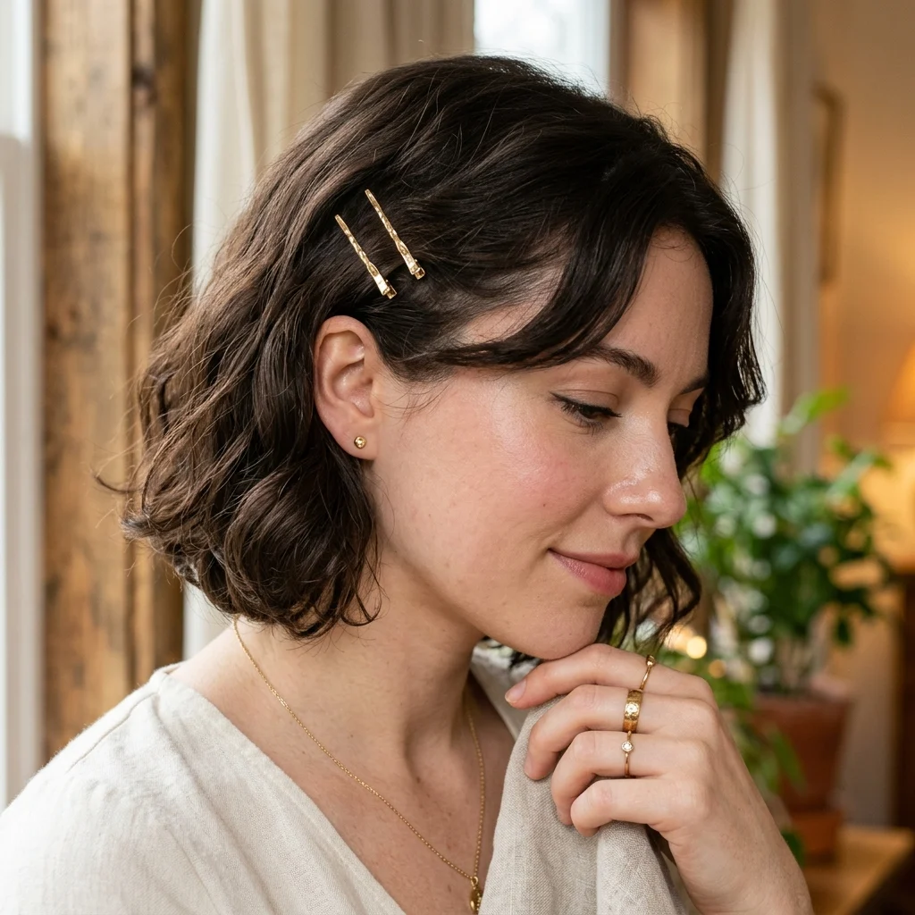 9. Gold Hair Clips for Face-Framing
