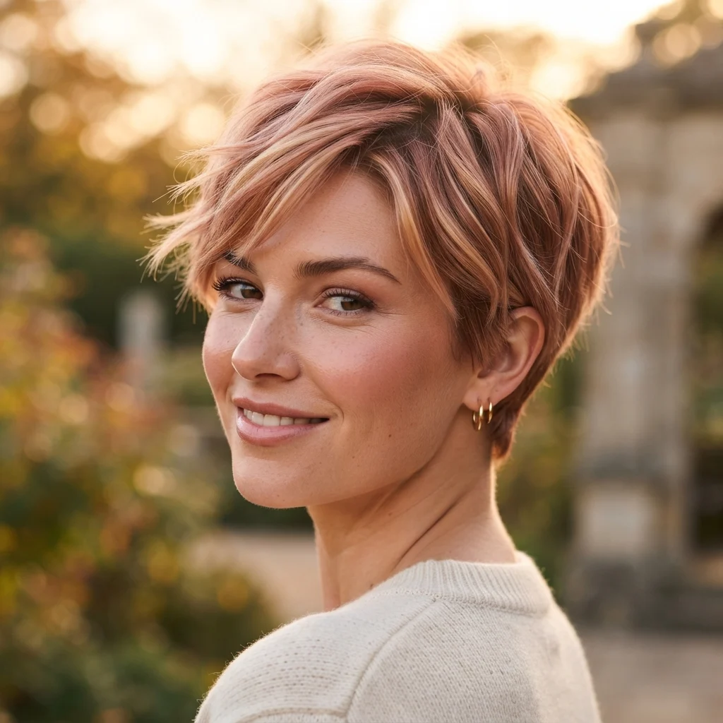 9. Rose Gold Balayage Pixie