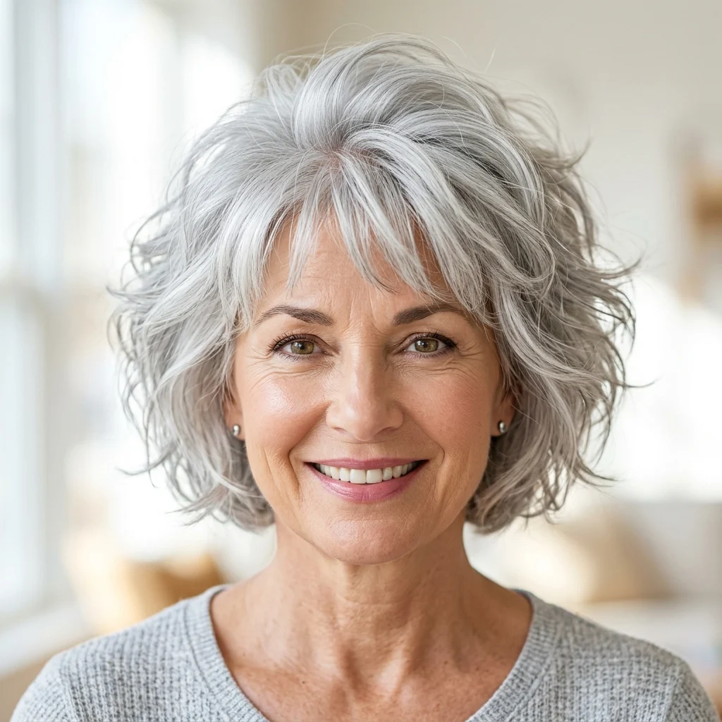 9. Voluminous Crown Bob for Round Faces