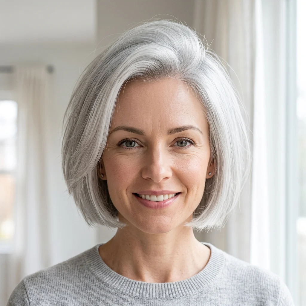 9. Voluminous Crown French Bob for Fine Hair