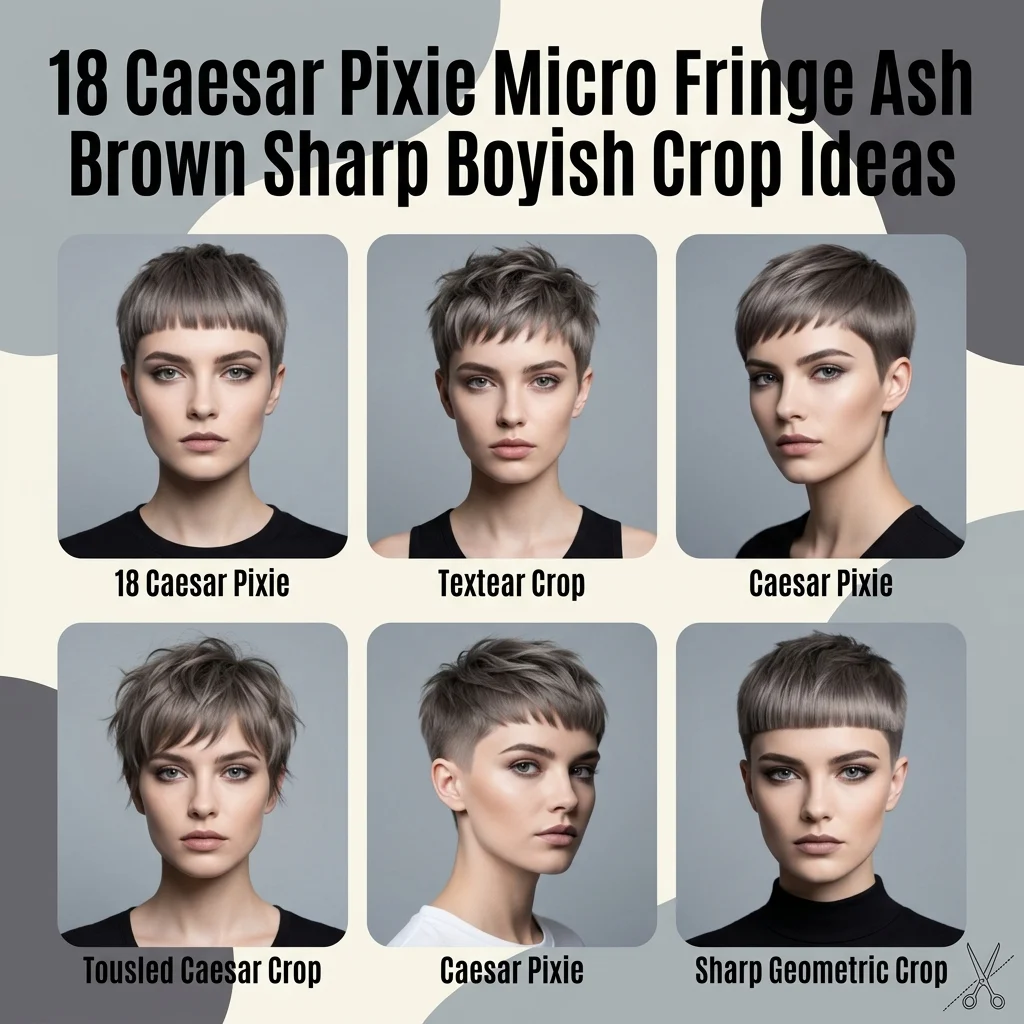 Caesar Pixie Micro Fringe Ash Brown Sharp Boyish Crop Ideas