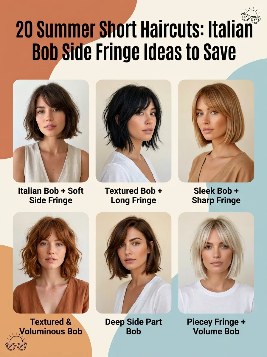 20 Summer Short Haircuts Italian Bob Side Fringe Ideas to Save