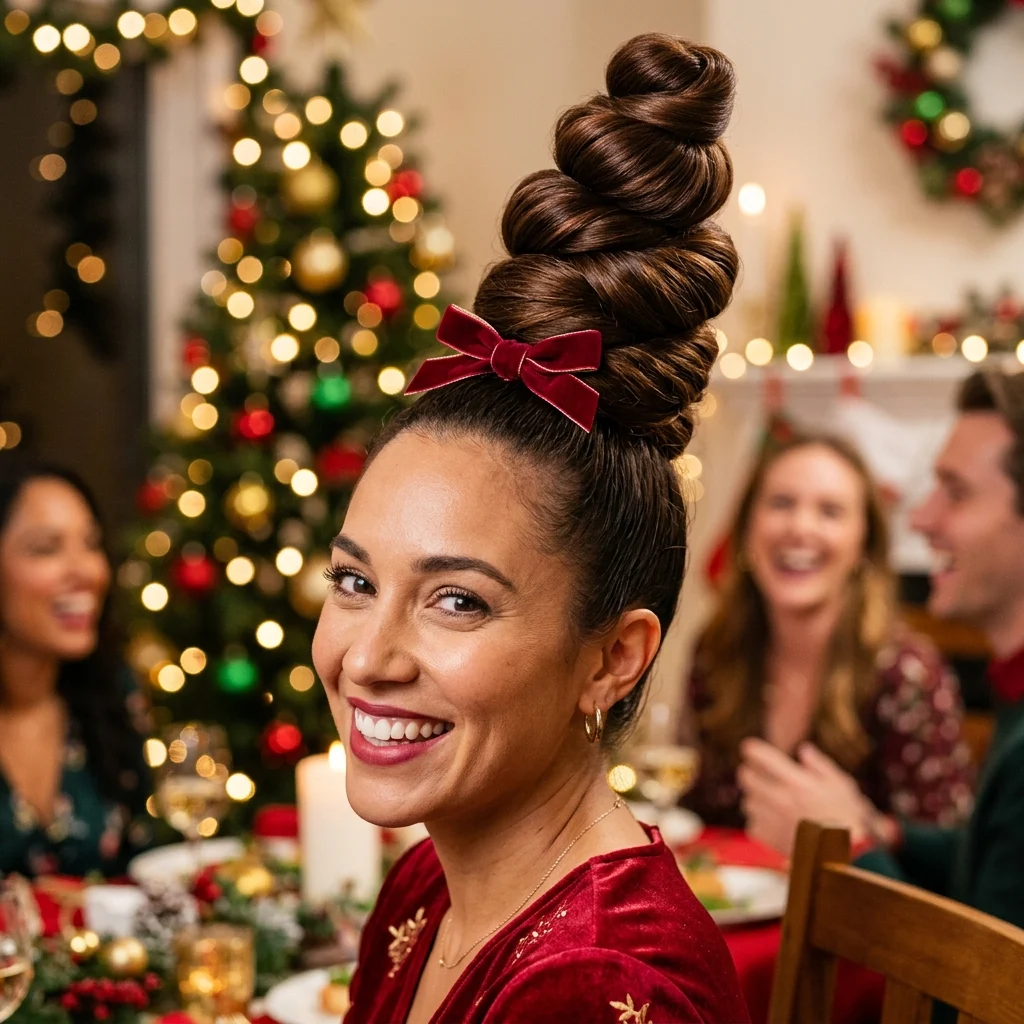 1. Classic Towering Spiral Bun