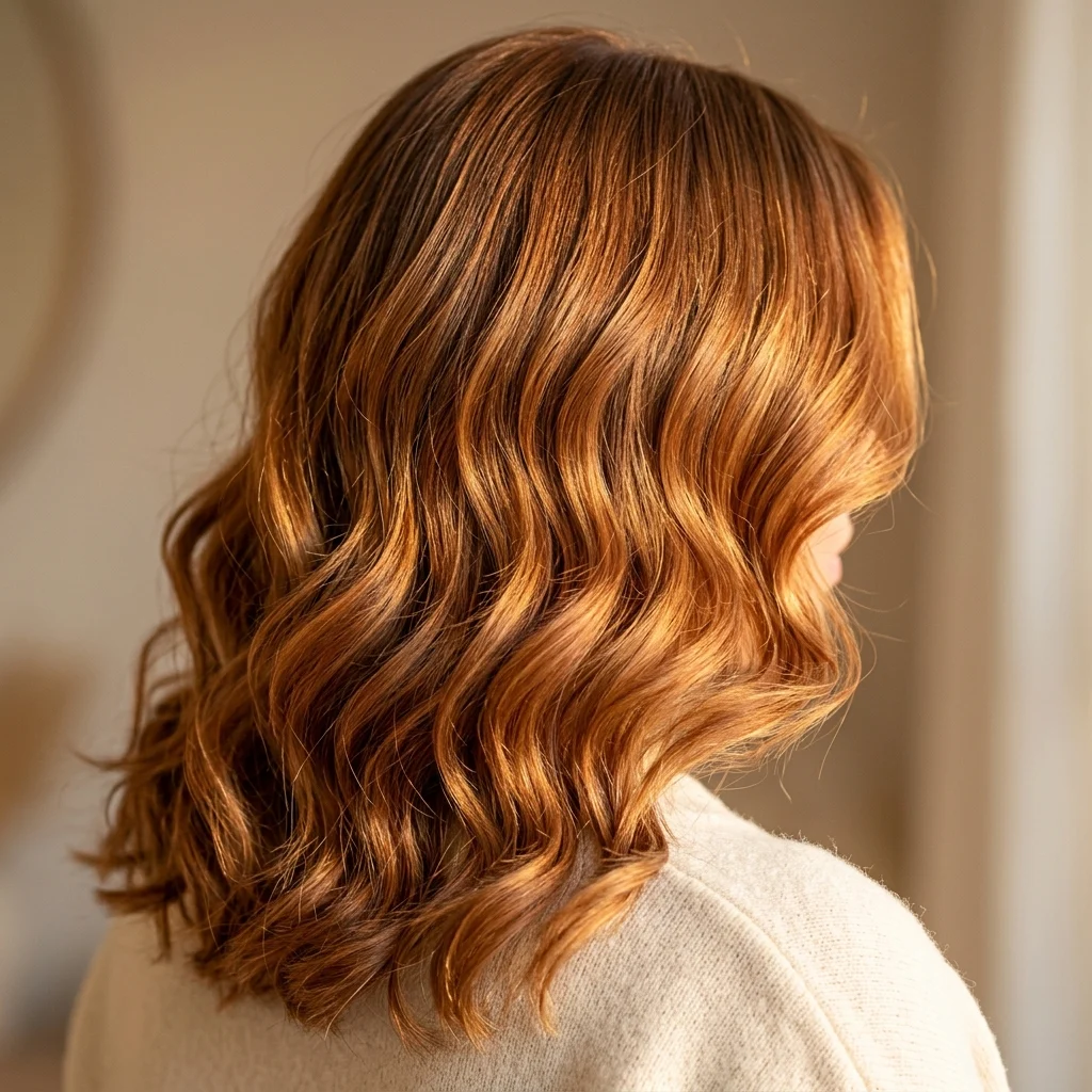 1. Copper Balayage with Golden Undertones
