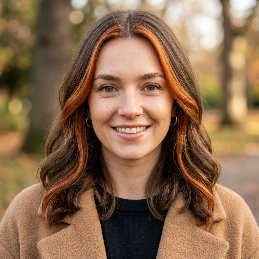 12. Auburn with Face-Framing Highlights