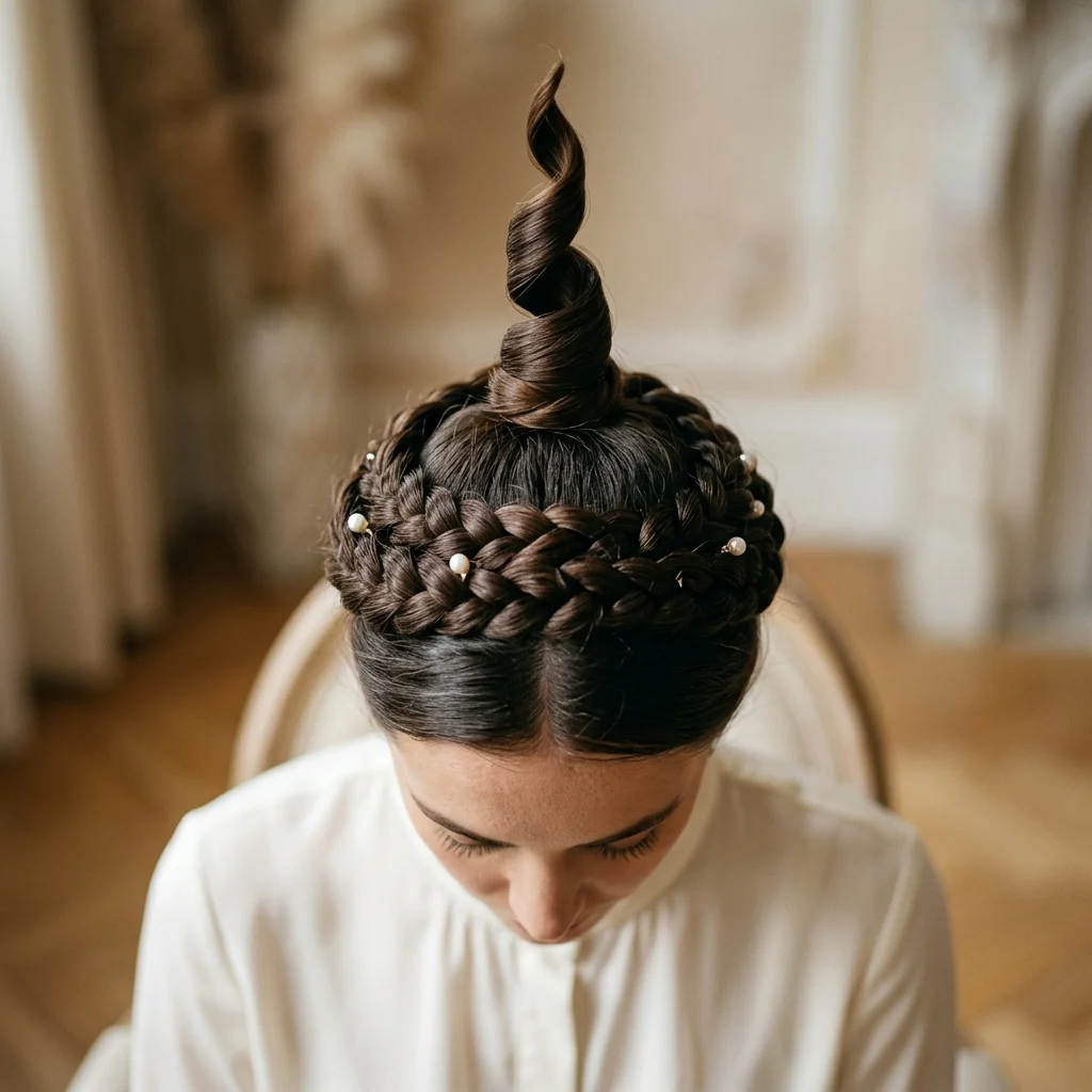 12. Braided Crown with Spiral Peak