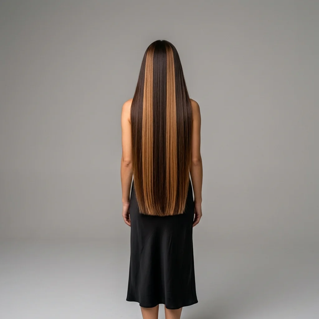 14. Color Blocking Panels for Extra-Long One-Length Hair