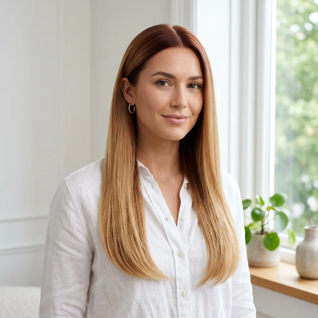 5. Auburn Root Shadow with Blonde Ends