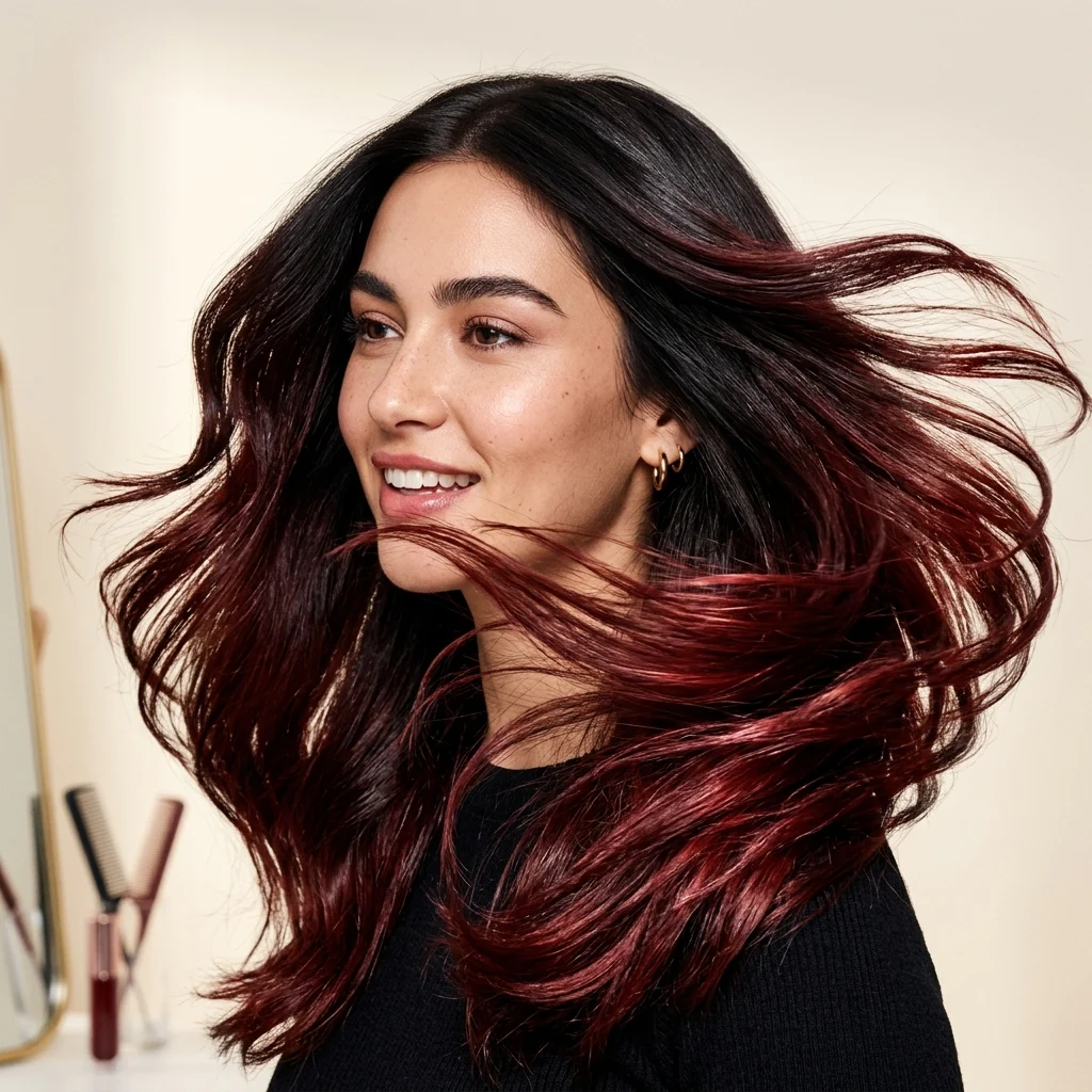 6. Semi-Permanent Cherry Cola Gloss Over Brunette Length