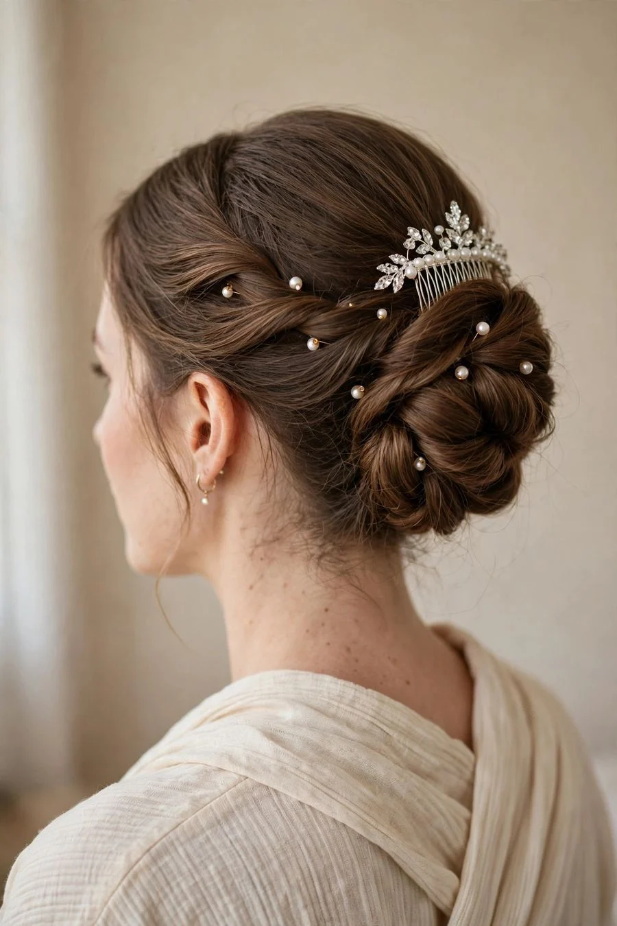 The Pearl-Adorned Twisted Updo