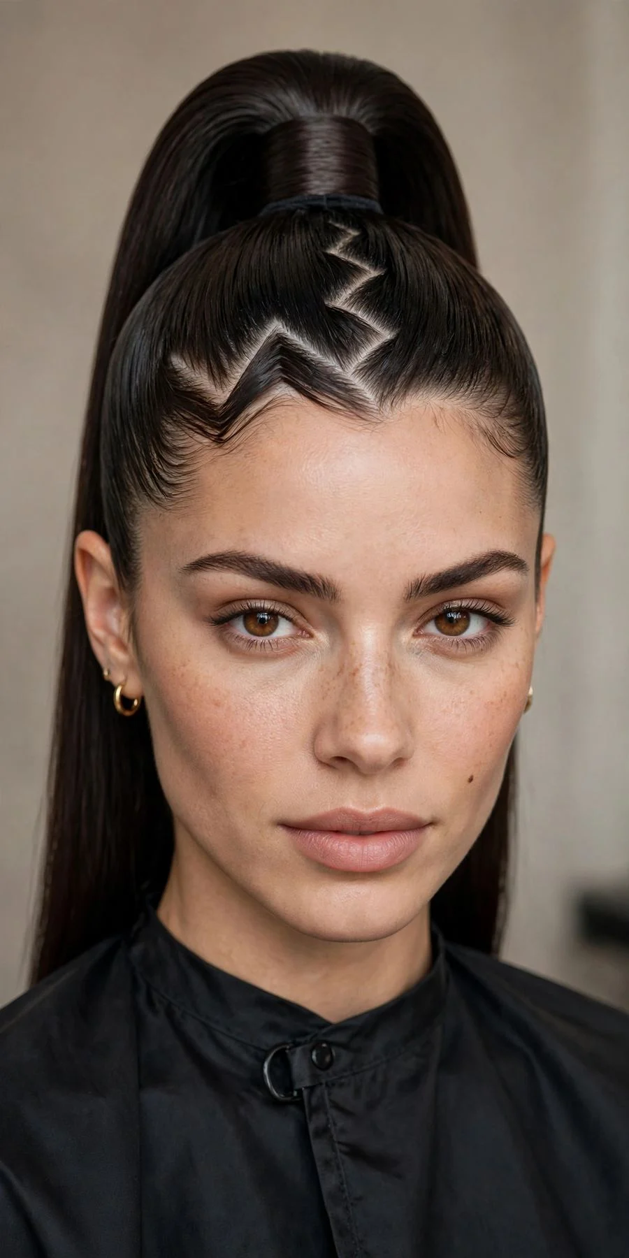 Zigzag Part Sleek Ponytail