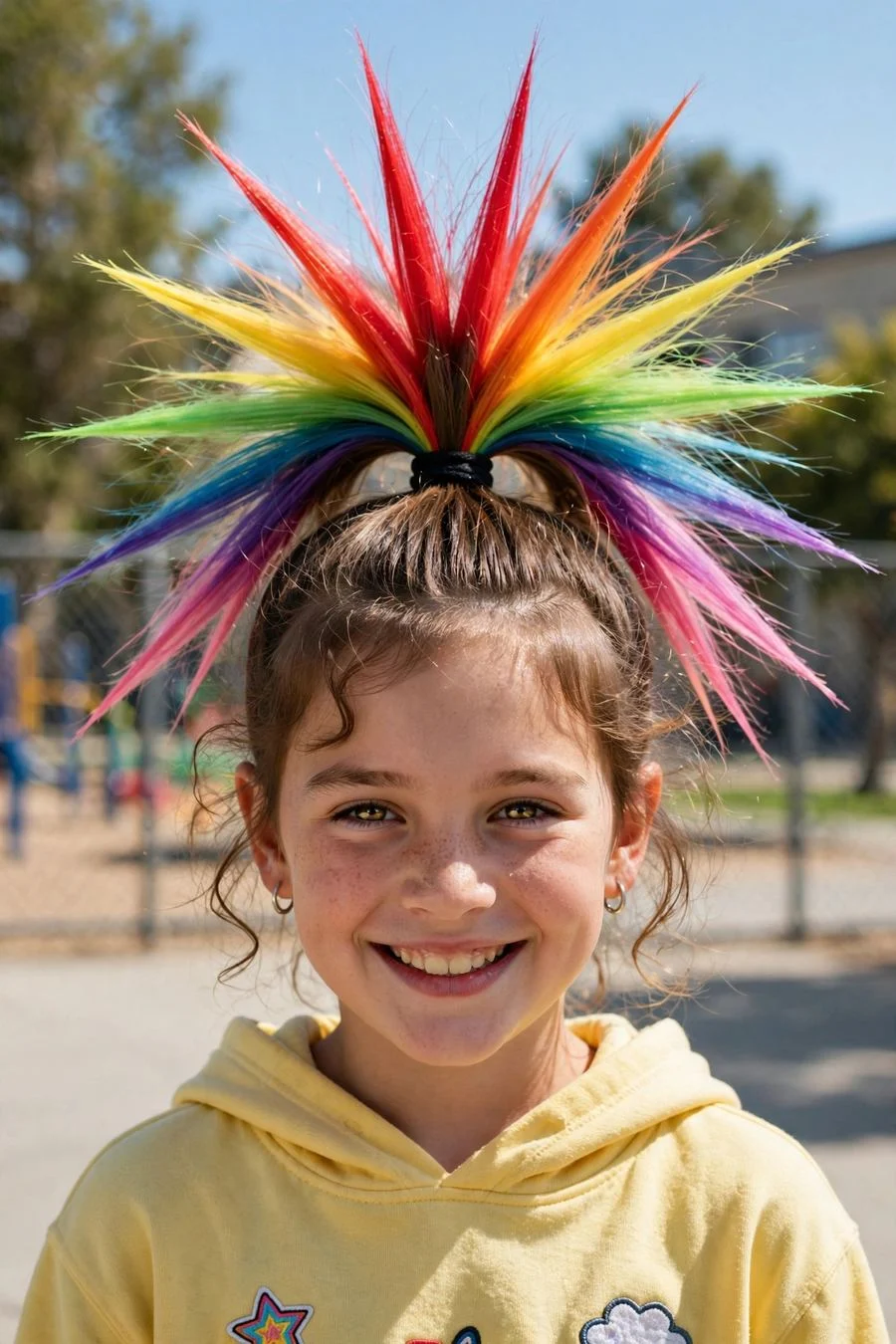 The Rainbow Explosion Ponytail