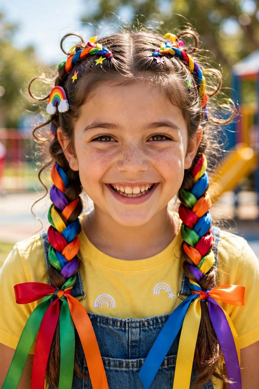 Ribbon-Weave Rainbow Braids