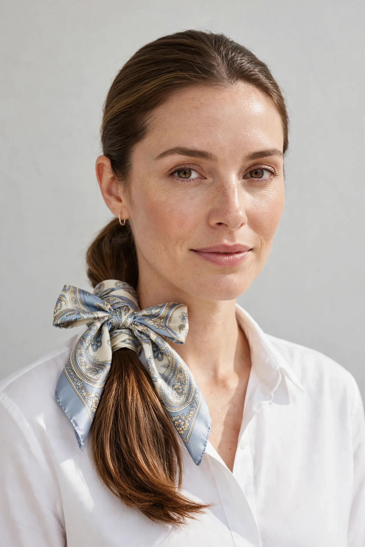 The Silk-Scarf Wrapped Ponytail