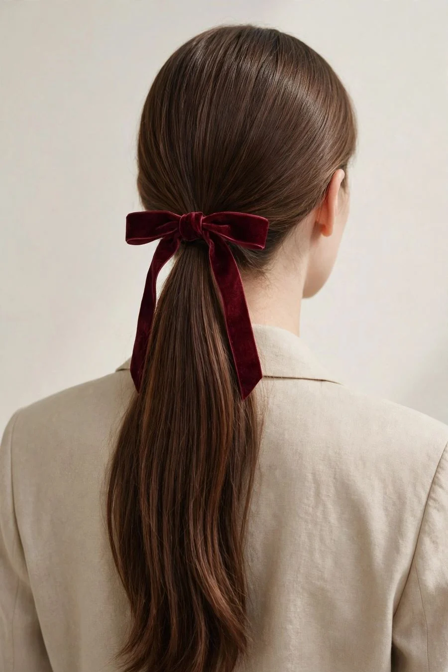 Ribbon-Tied Low Ponytail
