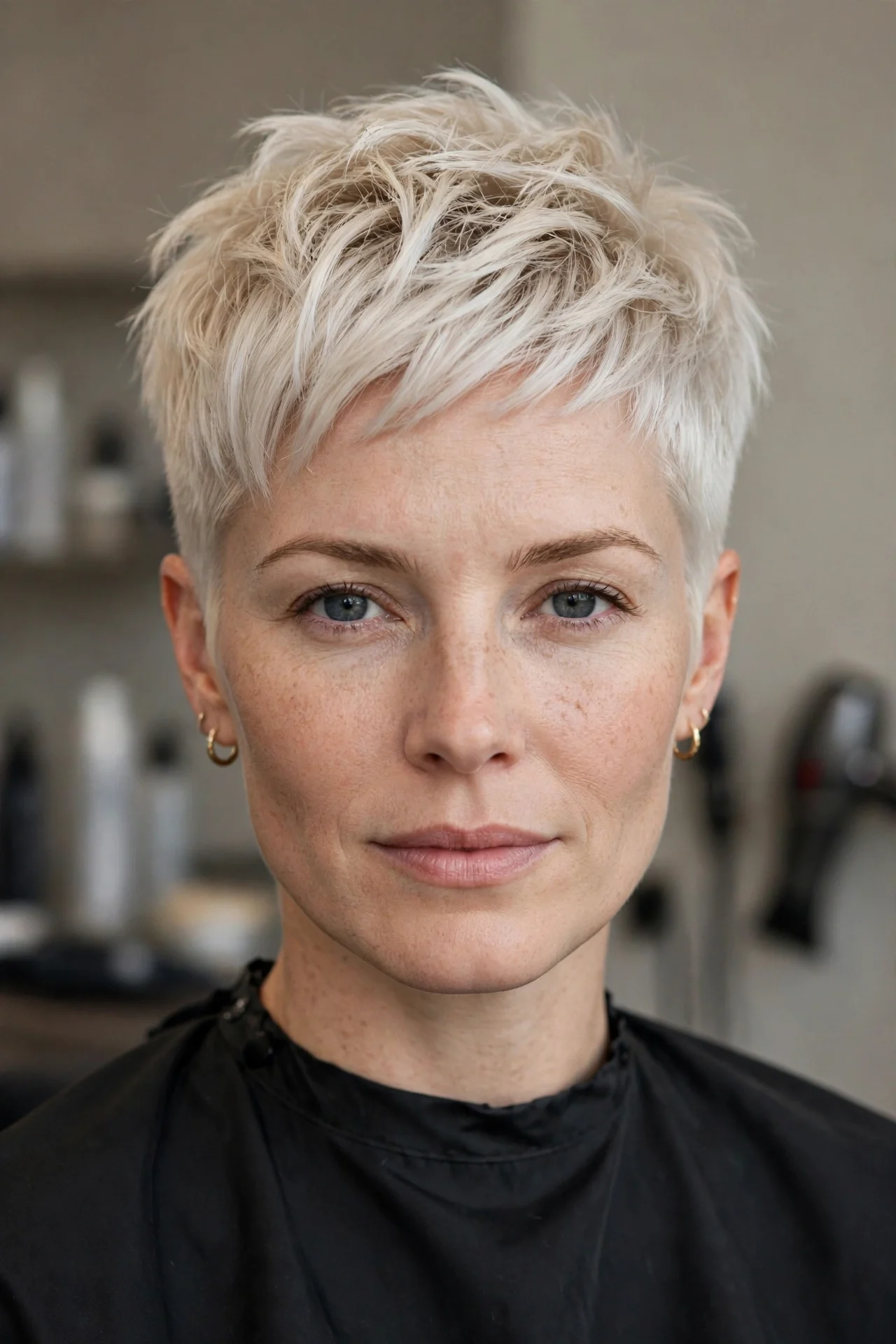 Side-Parted Pompadour Pixie